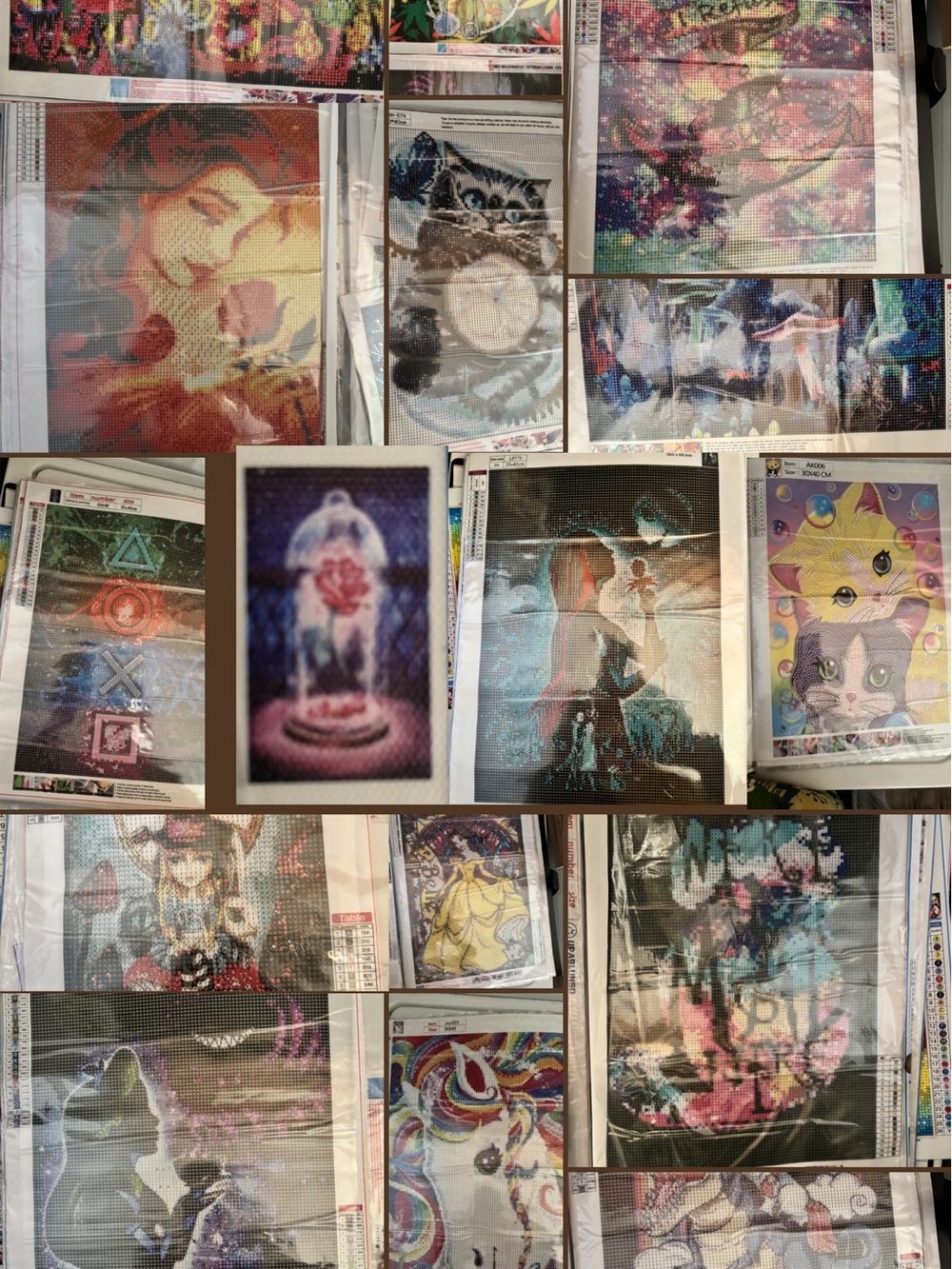 HUGE Diamond Painting Lot – 40 Complete Kits + Storage & Accessories